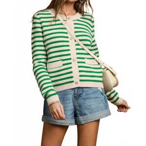 NEW UMGEE long sleeve striped cardigan in green